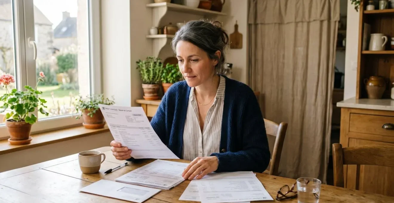 Une personne en tenue décontractée consulte ses documents d'épargne à une table lumineuse, expression concentrée
